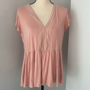 Torrid Plus Size Babydoll Super Soft Lace Trim Top